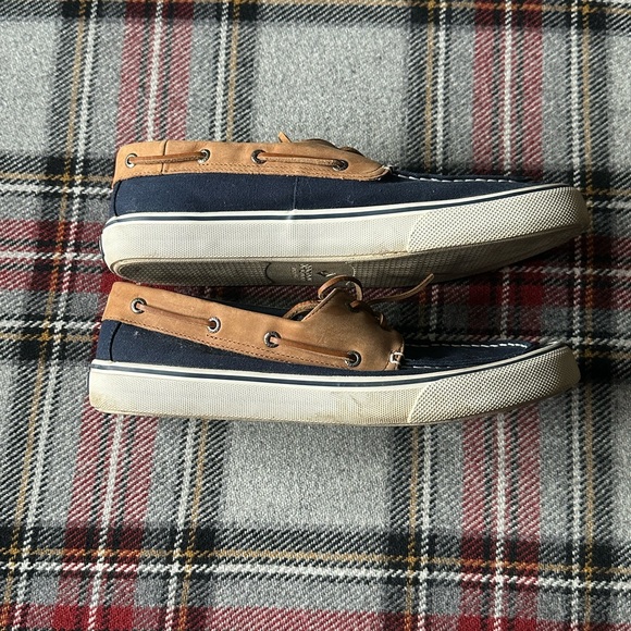 SPERRY ⚓️ Men’s Navy & Tan Canvas and Leather Boat Shoes - Size 11.5 - Picture 10 of 14